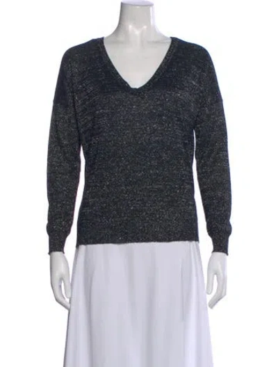Pre-owned Joie Patterned V-neck Sweater In Black
