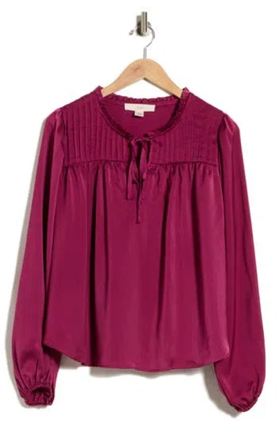 Joie Pintuck Yoke Long Sleeve Top In Raspberry Radience