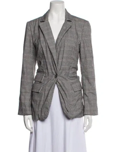 Pre-owned Joie Plaid Print Blazer In Black
