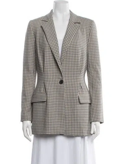 Pre-owned Joie Plaid Print Blazer In Brown