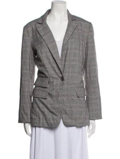 Pre-owned Joie Plaid Print Blazer In Gray
