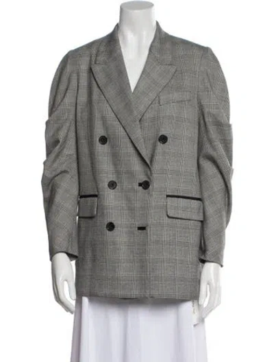 Pre-owned Joie Plaid Print Blazer In Gray