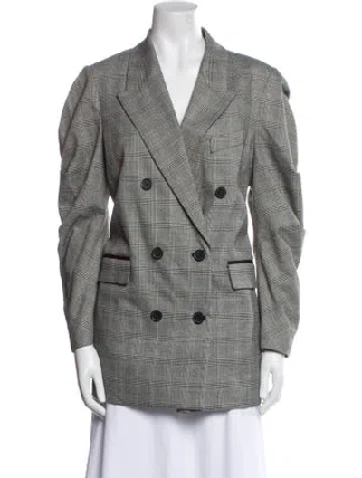 Pre-owned Joie Plaid Print Blazer In Gray