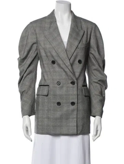 Pre-owned Joie Plaid Print Blazer In Gray