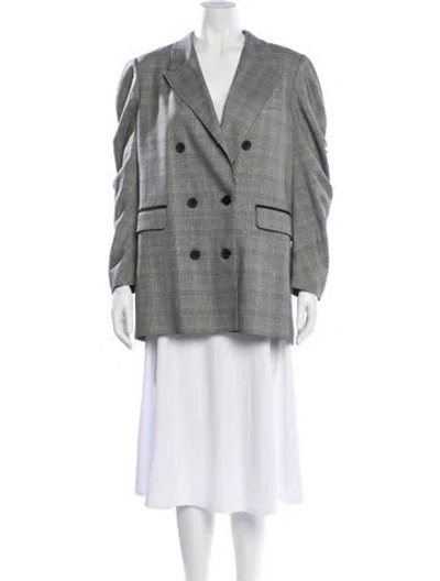 Pre-owned Joie Plaid Print Blazer In Gray