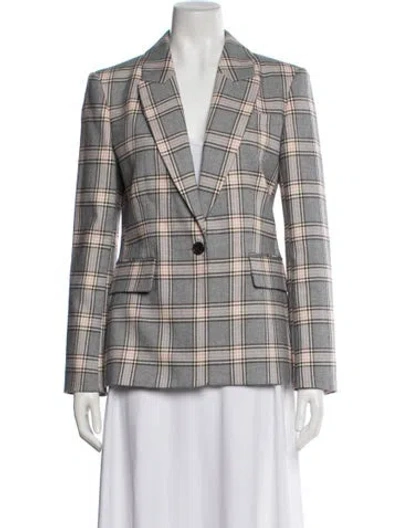 Pre-owned Joie Plaid Print Blazer In Gray