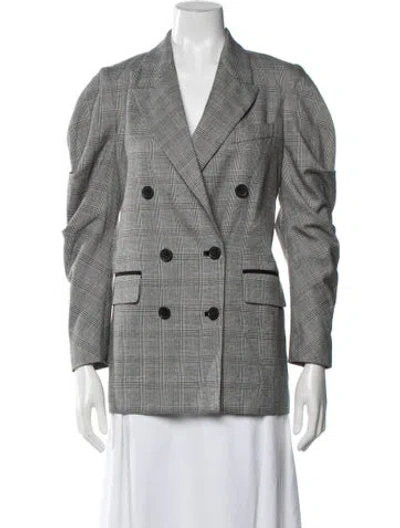Pre-owned Joie Plaid Print Blazer In Grey
