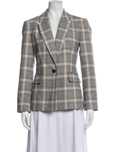 Pre-owned Joie Plaid Print Blazer In Grey/pink