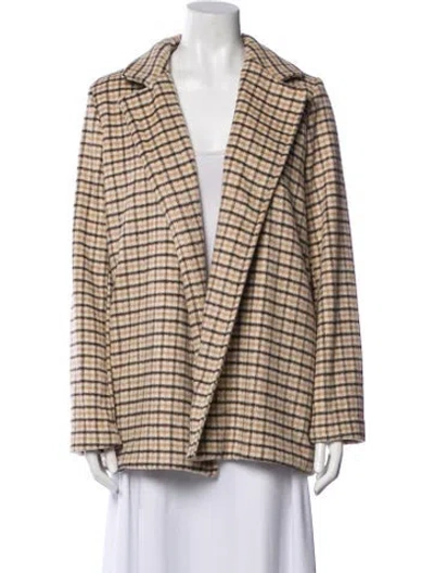 Pre-owned Joie Plaid Print Blazer In Neutral