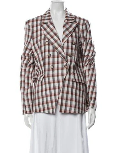Pre-owned Joie Plaid Print Blazer In Neutrals