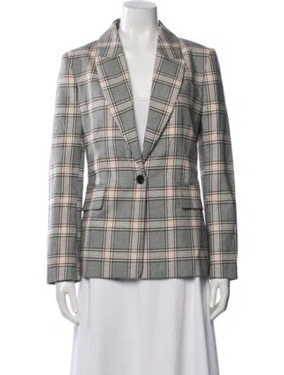 Pre-owned Joie Plaid Print Blazer W/ Tags In Grey