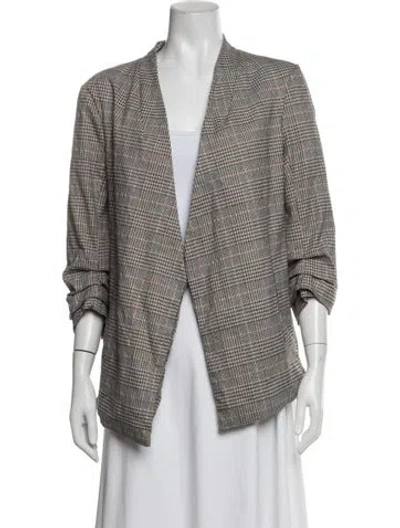 Pre-owned Joie Plaid Print Blazer In White