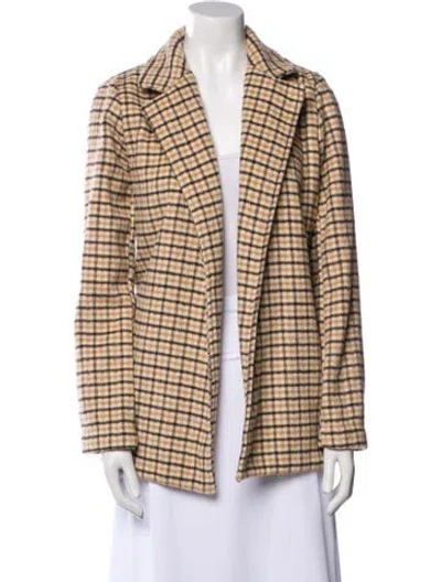 Pre-owned Joie Plaid Print Blazer In Yellow