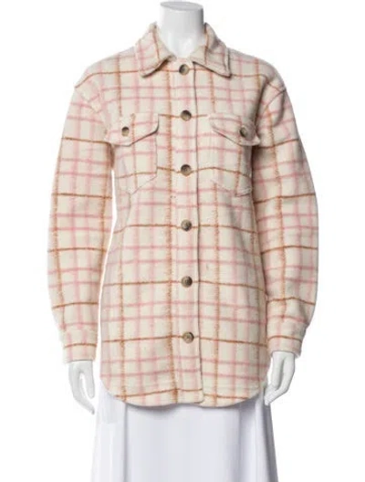 Pre-owned Joie Plaid Print Coat In Pink
