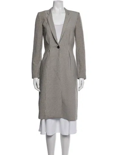 Pre-owned Joie Plaid Print Coat In White