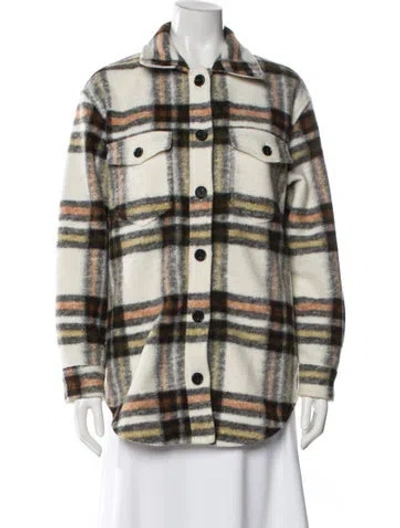 Pre-owned Joie Plaid Print Jacket In Brown