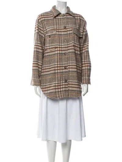 Pre-owned Joie Plaid Print Jacket In Neutral