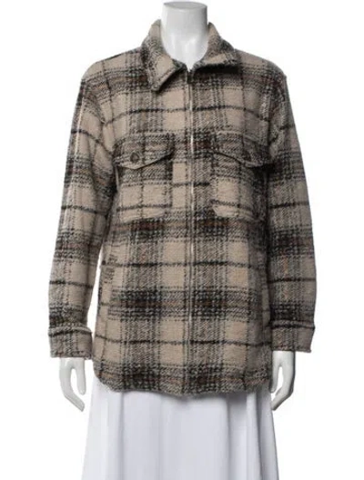 Pre-owned Joie Plaid Print Jacket In Neutrals