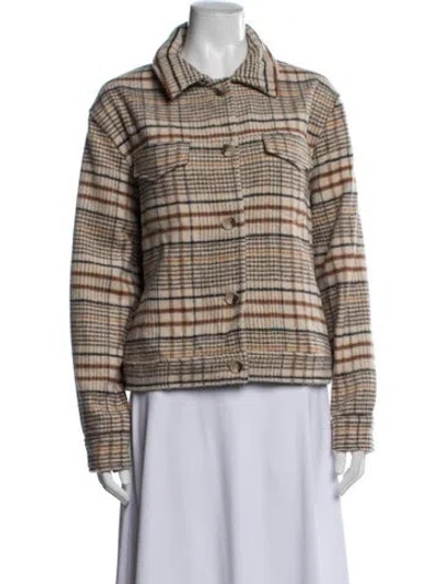 Pre-owned Joie Plaid Print Jacket In Neutrals