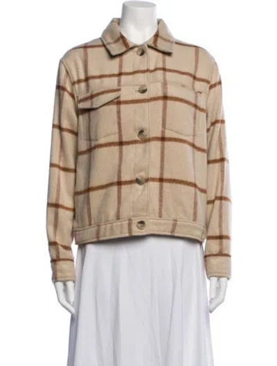 Pre-owned Joie Plaid Print Jacket In Neutrals