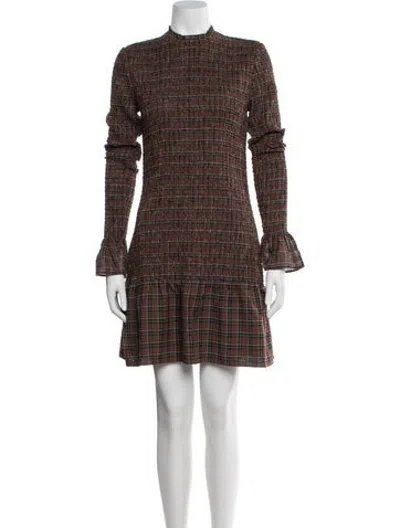 Pre-owned Joie Plaid Print Mini Dress In Blue/brown