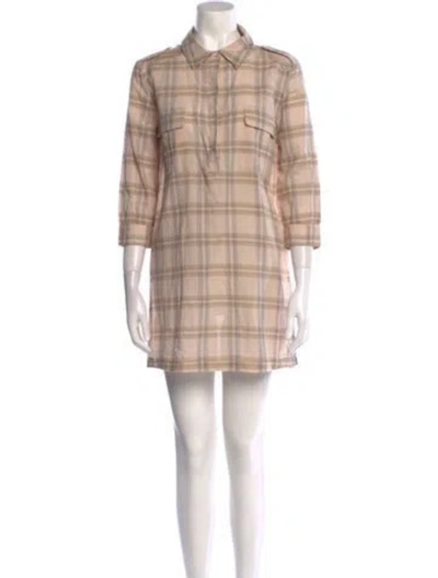 Pre-owned Joie Plaid Print Mini Dress In Gray