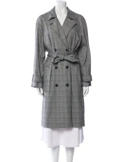 Pre-owned Joie Plaid Print Trench Coat In Multi