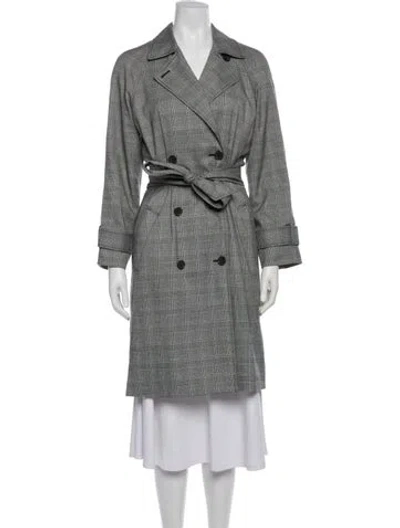 Pre-owned Joie Plaid Print Trench Coat In Multi