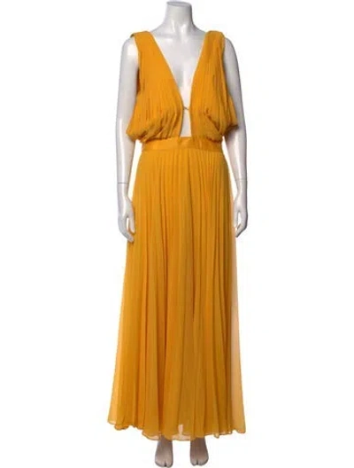 Pre-owned Joie Plunge Neckline Long Dress In Yellow