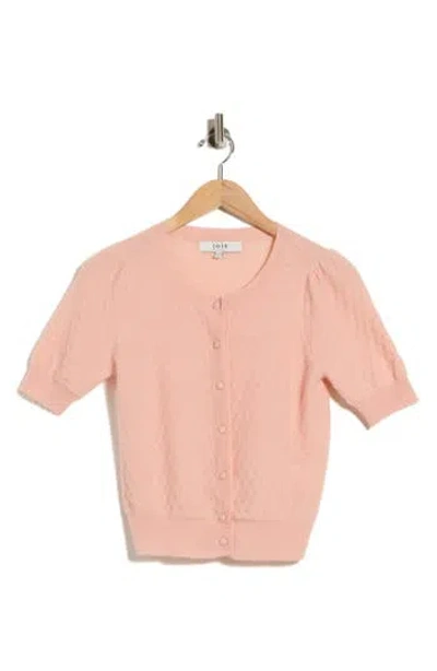 Joie Pointelle Cashmere Cardigan In Evening Sand