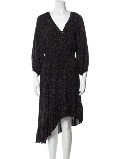 Pre-owned Joie Polka Dot Print Long Dress In Black