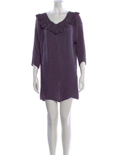 Pre-owned Joie Polka Dot Print Mini Dress In Blue