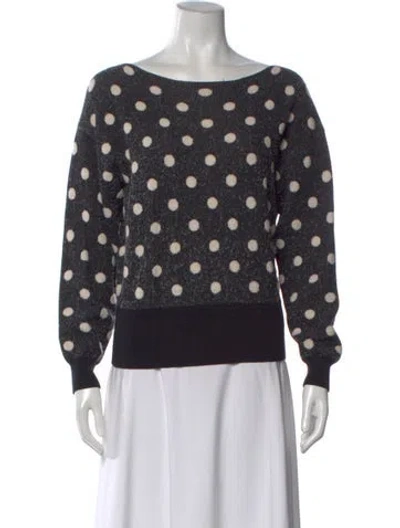 Pre-owned Joie Polka Dot Print Scoop Neck Sweater In Gray
