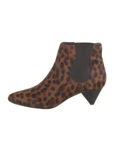 Pre-owned Joie Ponyhair Animal Print Chelsea Boots In Brown
