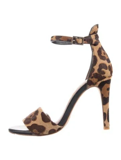 Pre-owned Joie Ponyhair Animal Print Sandals In Brown