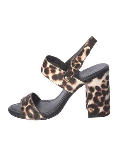 Pre-owned Joie Ponyhair Animal Print Slingback Sandals In Neutral