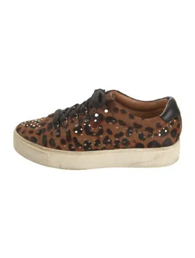 Pre-owned Joie Ponyhair Animal Print Sneakers In Brown