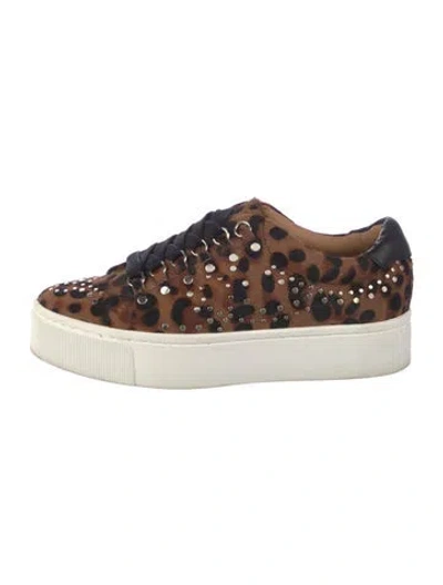 Pre-owned Joie Ponyhair Animal Print Sneakers In Brown