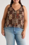 Joie Pri Sleeveless Silk Top In Pinecone Multi