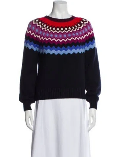 Pre-owned Joie Printed Bateau Neckline Sweater In Blue