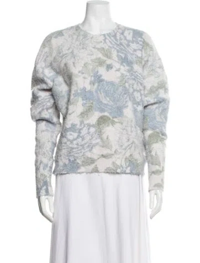 Pre-owned Joie Printed Crew Neck Sweater In White