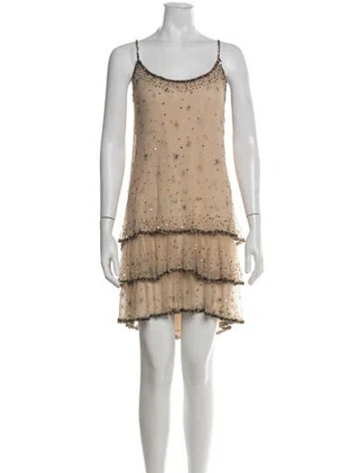 Pre-owned Joie Printed Knee-length Dress In Neutral