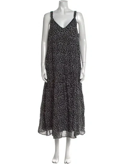 Pre-owned Joie Printed Long Dress In Black