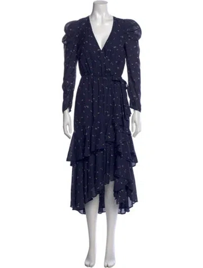 Pre-owned Joie Printed Long Dress In Blue
