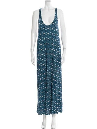 Pre-owned Joie Printed Long Dress In Blue