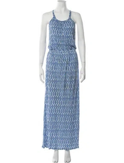 Pre-owned Joie Printed Long Dress In Blue