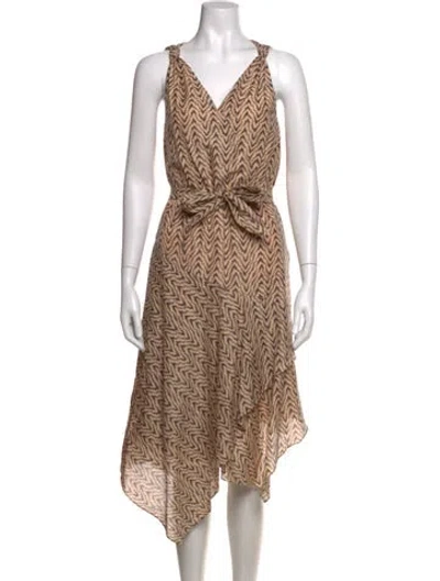 Pre-owned Joie Printed Long Dress In Neutrals