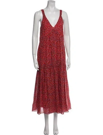 Pre-owned Joie Printed Long Dress In Pink