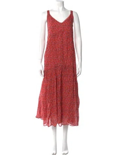 Pre-owned Joie Printed Long Dress In Pink