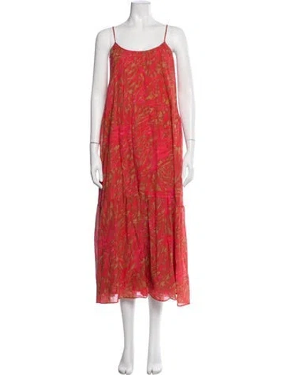 Pre-owned Joie Printed Long Dress In Pink